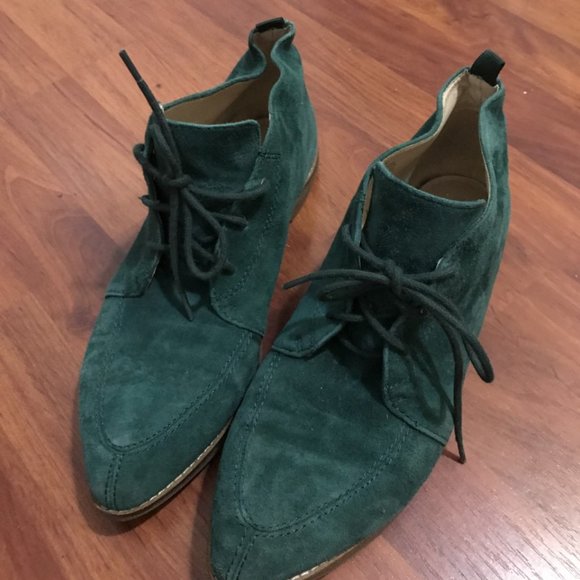 Teal Suede Pointed Booties - Picture 1 of 6